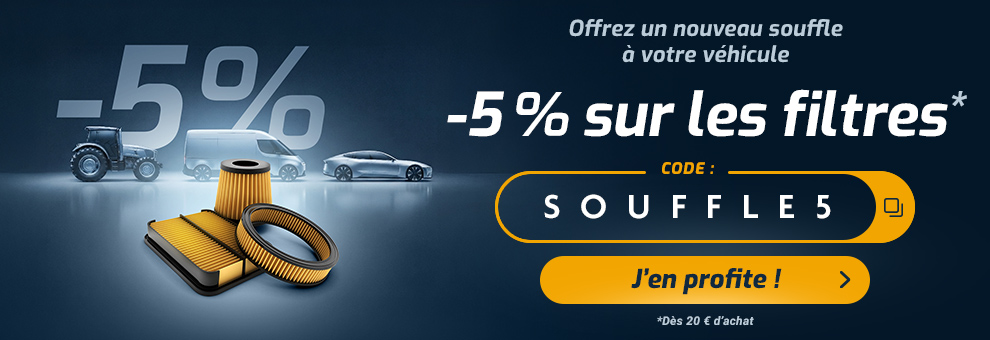 Promo 5% de réduction sur les filtres