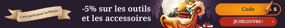 Promo Noël 2024 5% de réduction sur les outils et les accessoires