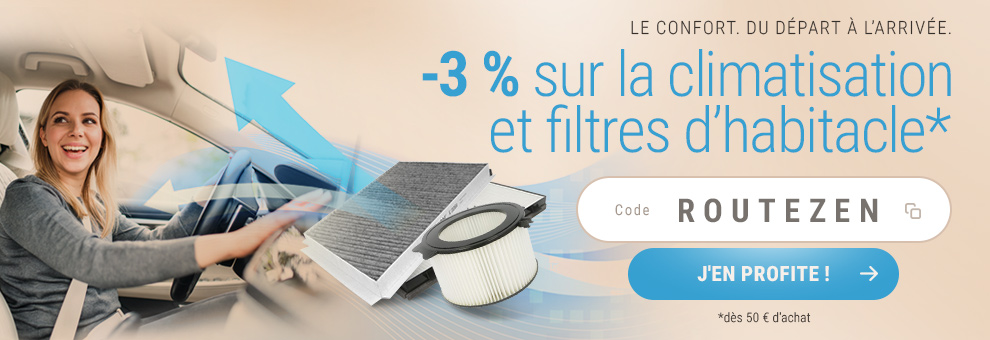 Promo 3% de réduction sur la climatisation et filtres d’habitacle