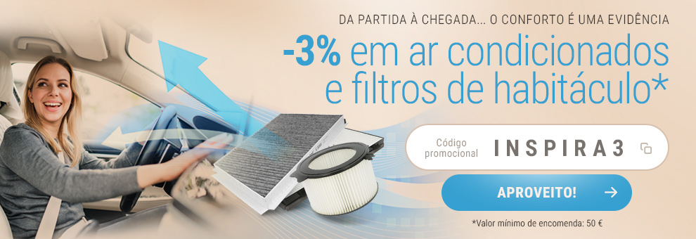 -3 % no ar condicionado e nos filtros do habitáculo